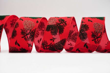 Ruban de cônes de pin de Noël_KF7348GC-8-7_rouge